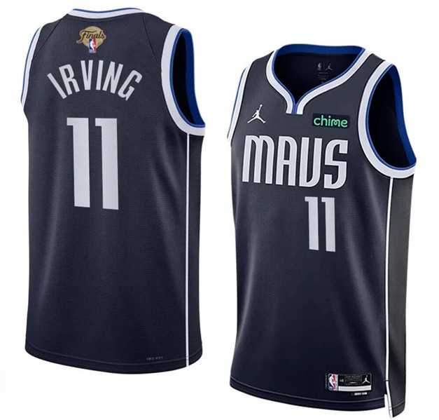 Men%27s Dallas Mavericks #11 Kyrie Irving Navy 2024 Finals Statement Edition Stitched Basketball Jersey Dzhi